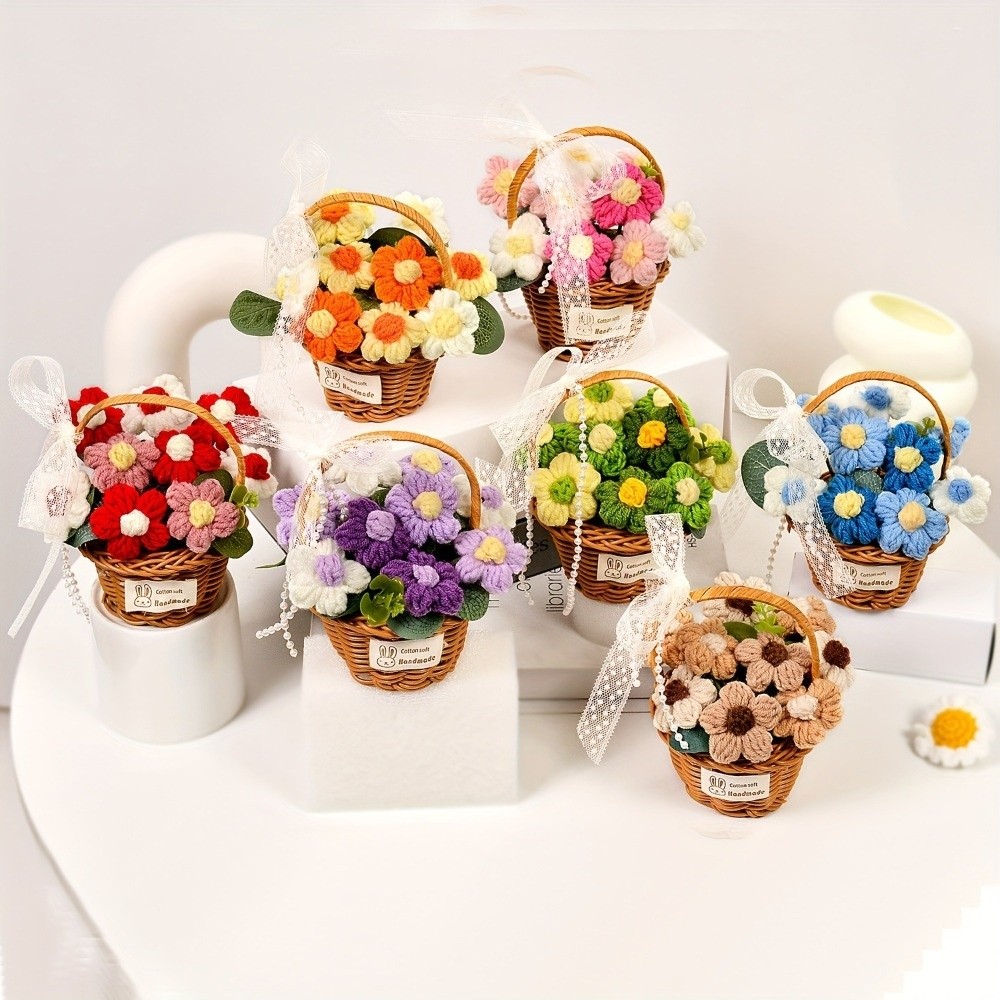Handmade Puff Yarn Flower Mini - Baby Products Basket ulasan dan harga