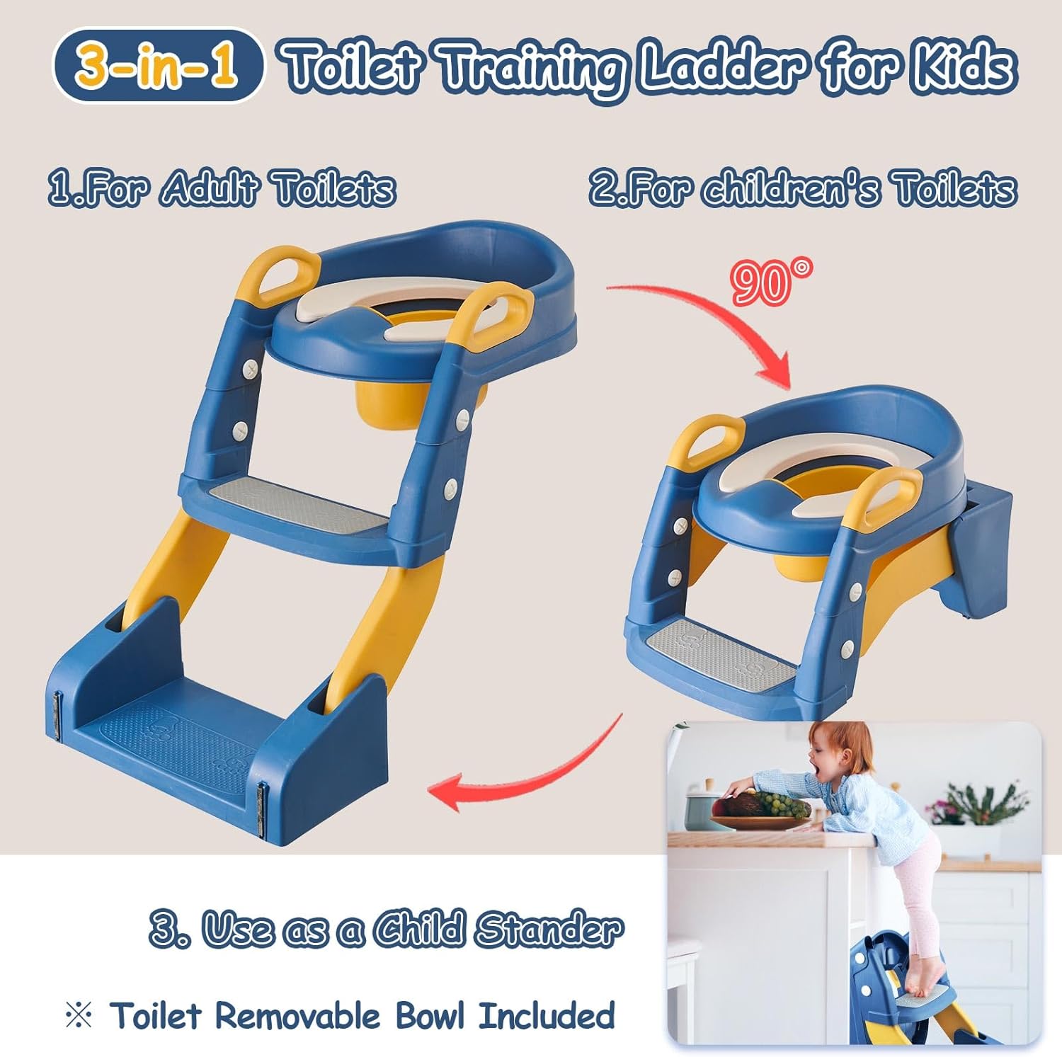 3 in 1 Toddler Training Ladder - Toddler Potty Training Seat ulasan dan harga